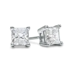 1 Ct TW Princess Diamond Stud Earrings