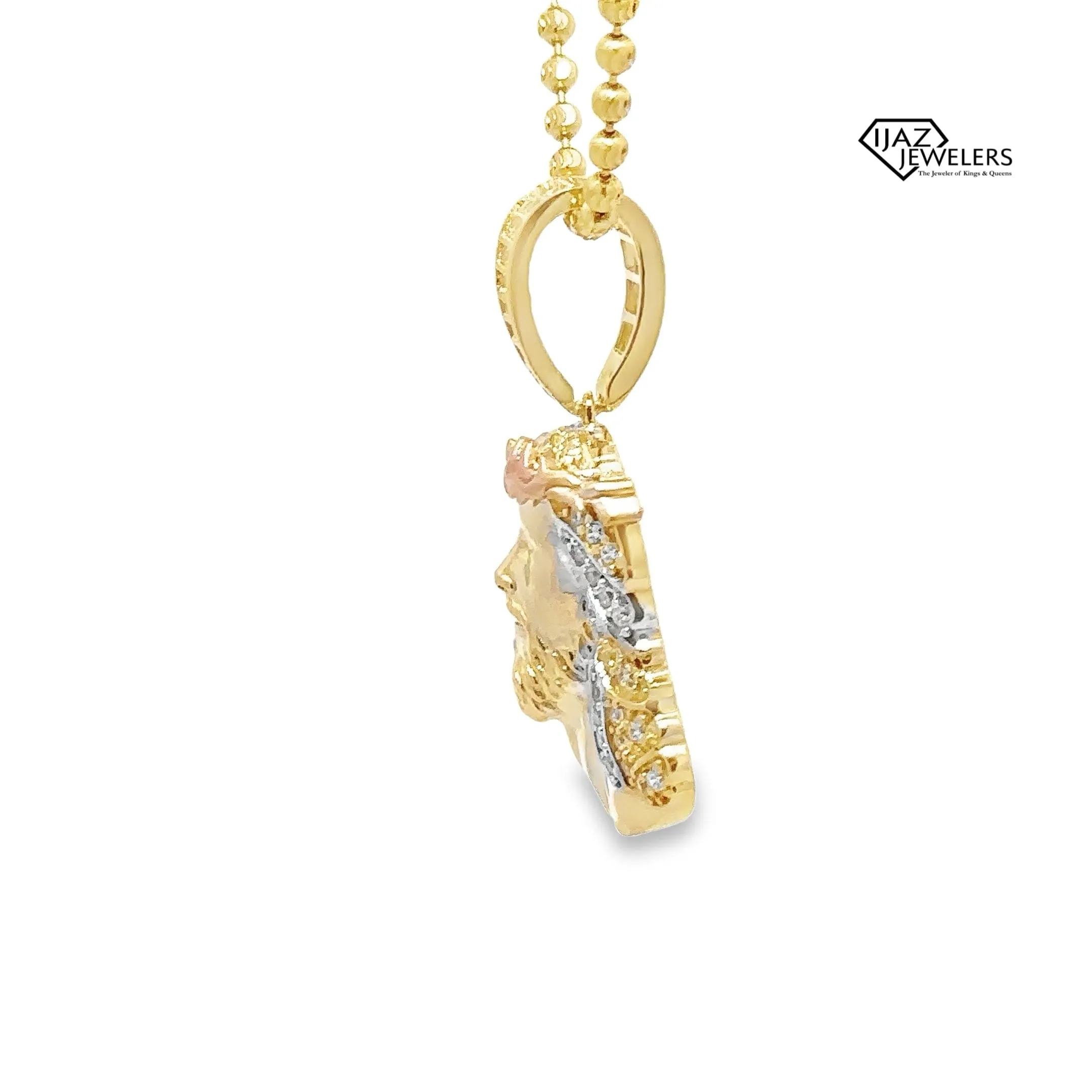 10K Gold Three Tone CZ Small Jesus Charm