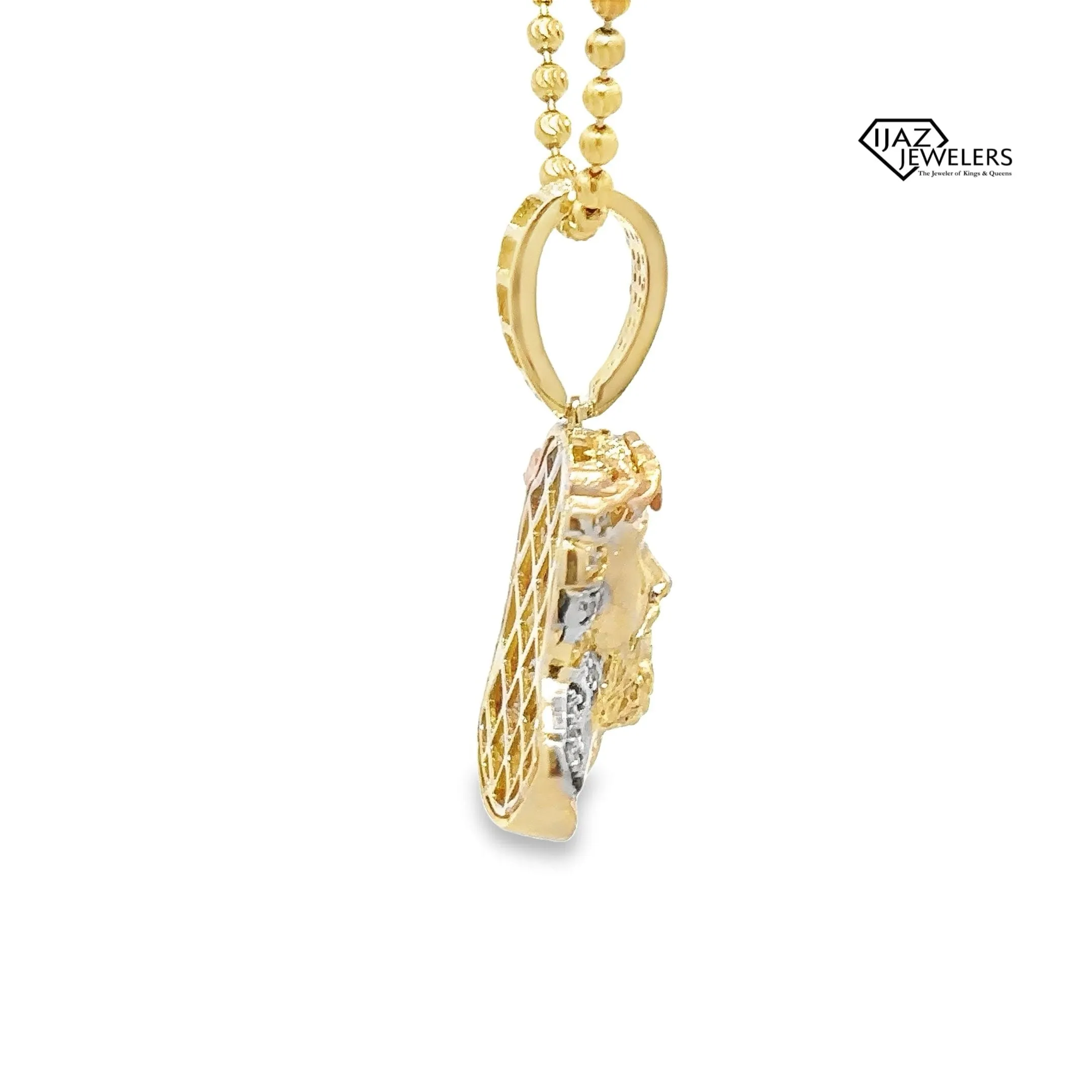 10K Gold Three Tone CZ Small Jesus Charm