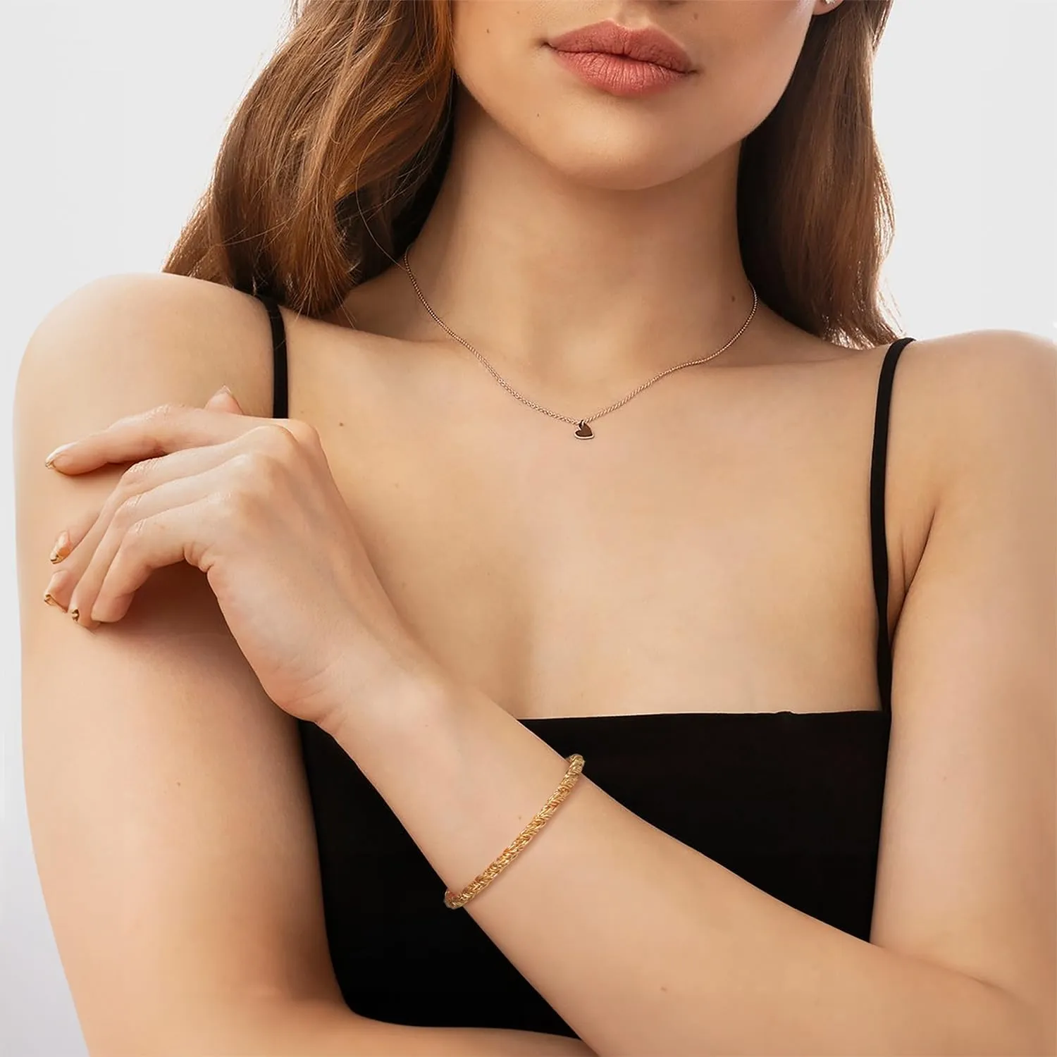 14K Gold Bracelets for Women Men Bracelet Round Strand Rope Gold Chain Bracelet Lobster Clasp Perfect Gifts for Women Men 7, 7.5, 8, 8.5in
