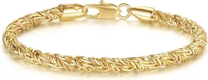 14K Gold Bracelets for Women Men Bracelet Round Strand Rope Gold Chain Bracelet Lobster Clasp Perfect Gifts for Women Men 7, 7.5, 8, 8.5in