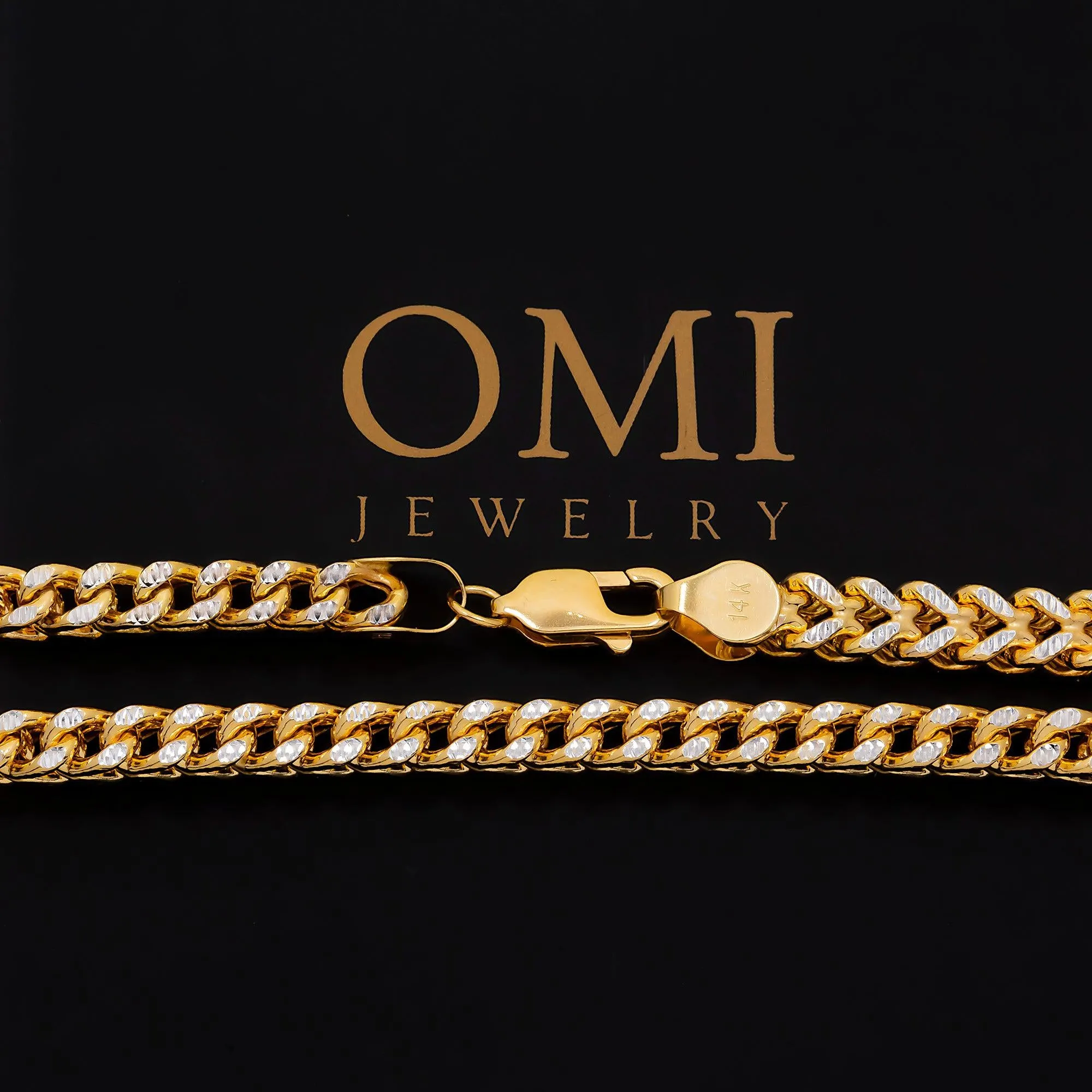 14K GOLD DIAMOND CUT 5MM FRANCO CHAIN