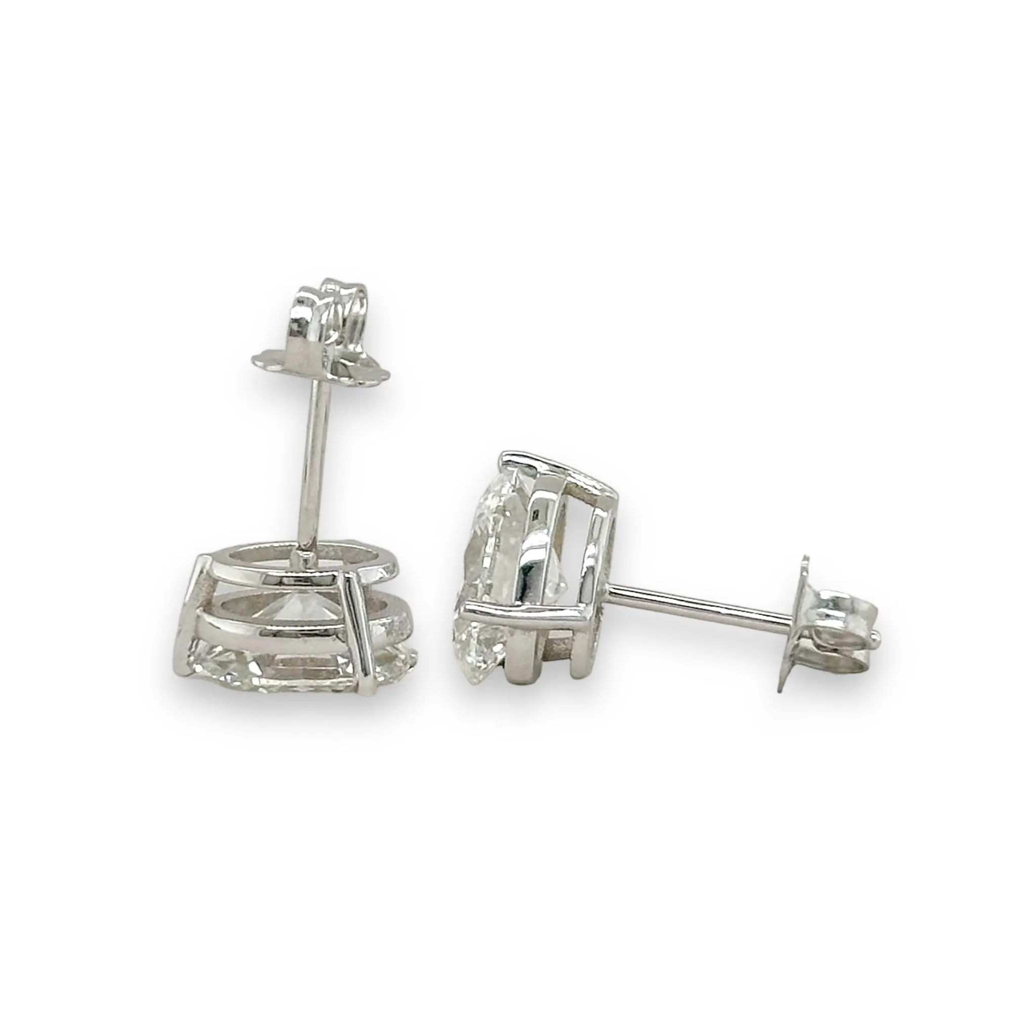 14K W Gold 3.13ctw F/VS1 Oval Lab-Created Diamond Earrings