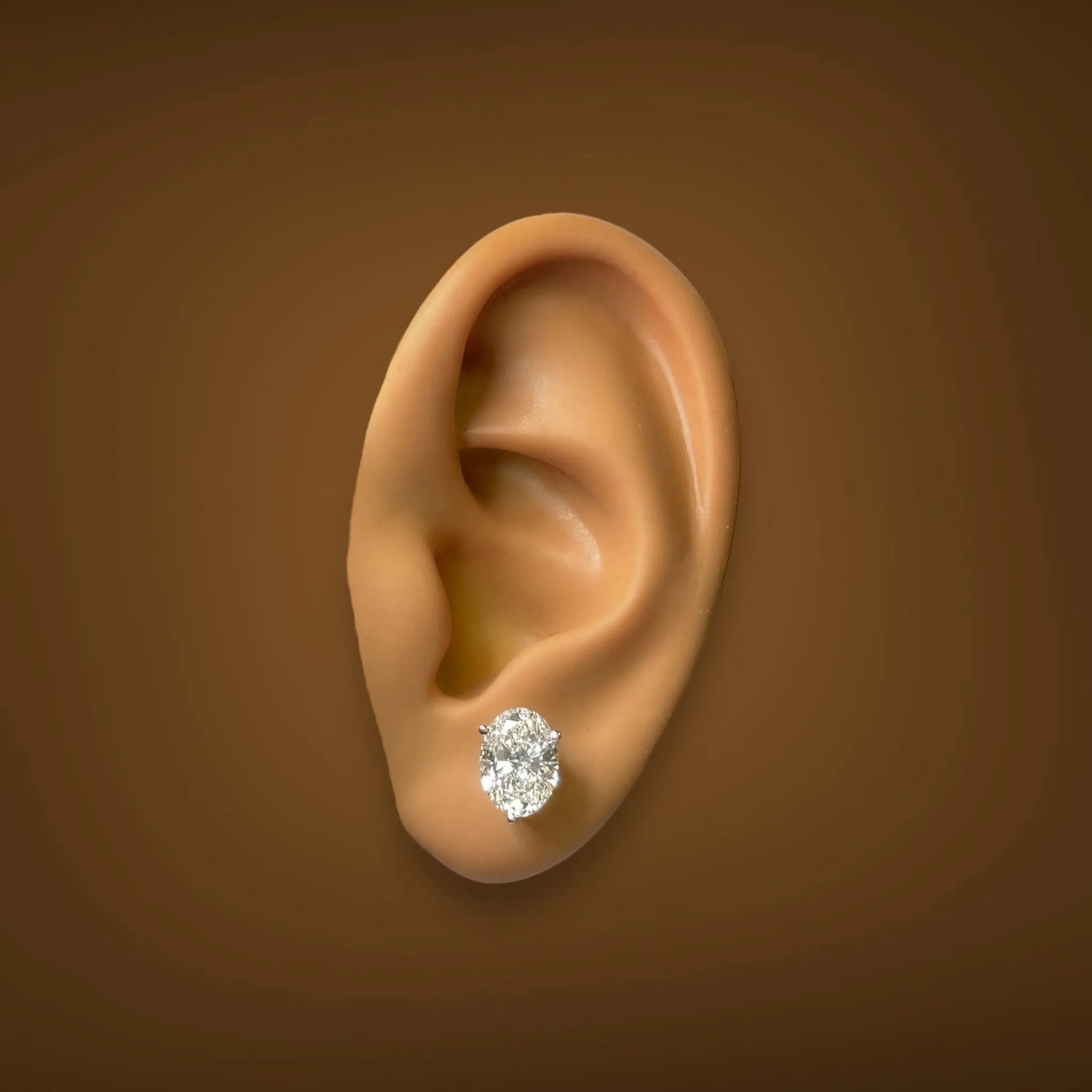14K W Gold 3.13ctw F/VS1 Oval Lab-Created Diamond Earrings