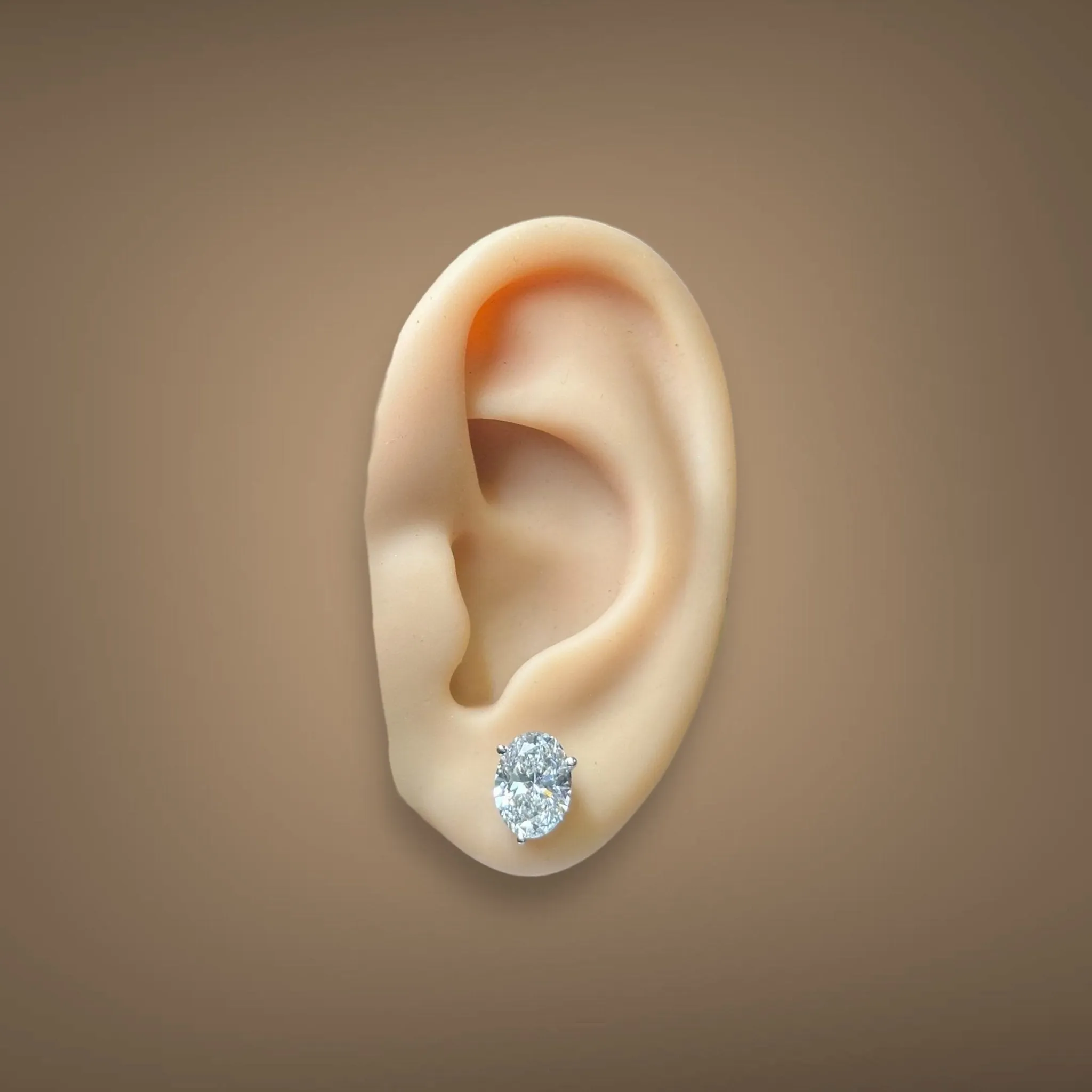 14K W Gold 3.13ctw F/VS1 Oval Lab-Created Diamond Earrings