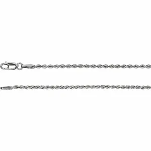 14K White Gold Rope Chain, 18 Inches Long 1.85 mm  - CH956GW