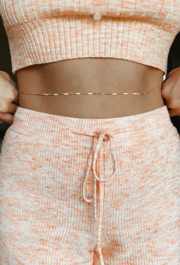 18k Gold Filled Belly Chain 29.5 inches long   2extender For Beach, Summer Body Jewelry,
