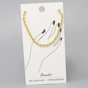 18K Gold Filled Rope Chain Bracelet
