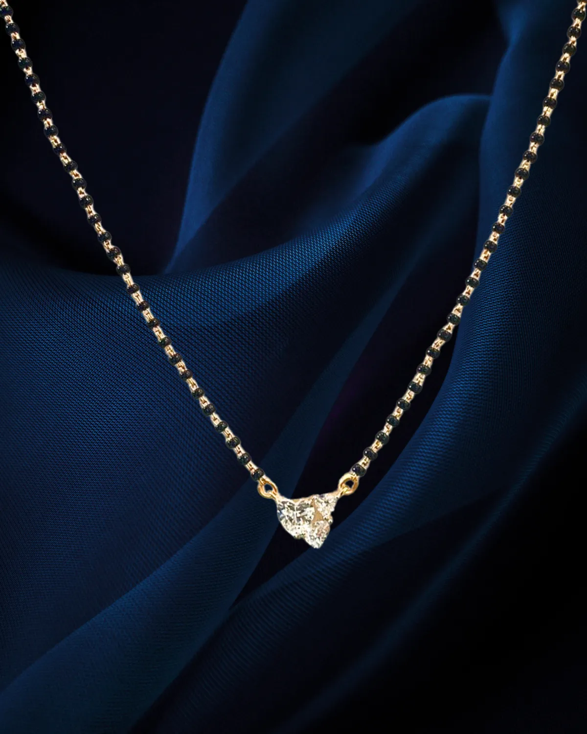 22 KT Gold Designer White Diamond Mangalsutra (D97)