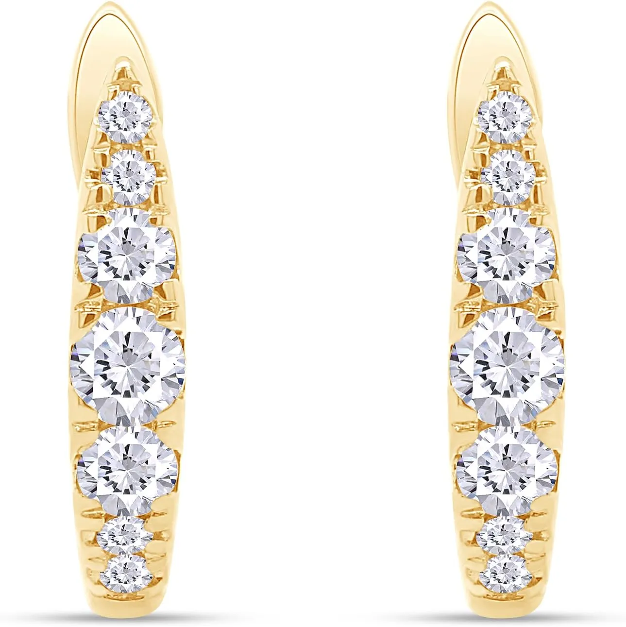 2/5 Carat (ctw) Lab Created Moissanite & Lab Grown Diamond Huggie Hoop Earrings In 14K Gold Over Sterling Silver (0.40 Cttw) Jewelry For Women, Gift For Her