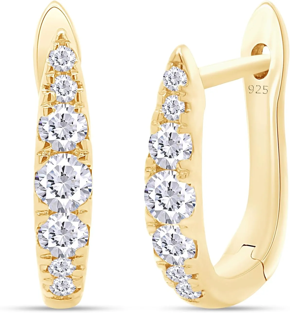 2/5 Carat (ctw) Lab Created Moissanite & Lab Grown Diamond Huggie Hoop Earrings In 14K Gold Over Sterling Silver (0.40 Cttw) Jewelry For Women, Gift For Her