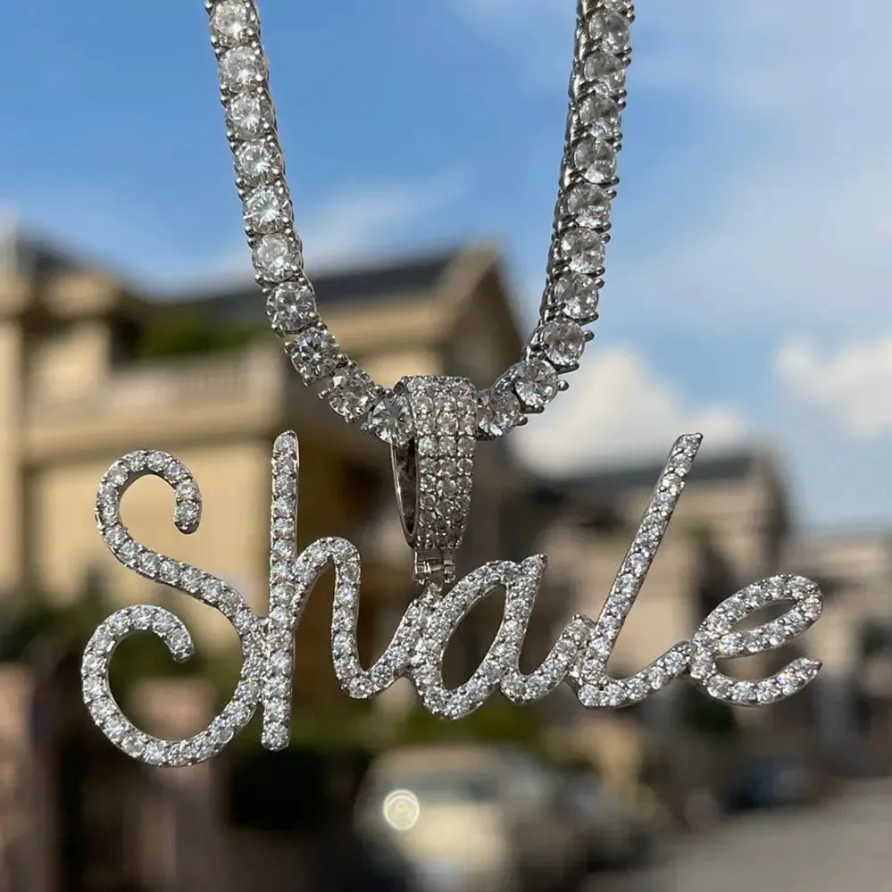 Custom Diamond Cursive Font Pendant