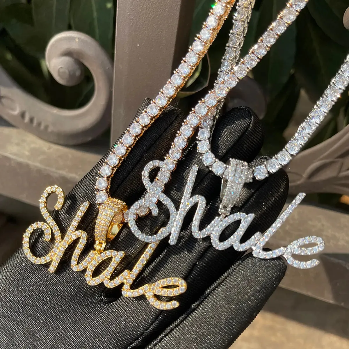 Custom Diamond Cursive Font Pendant