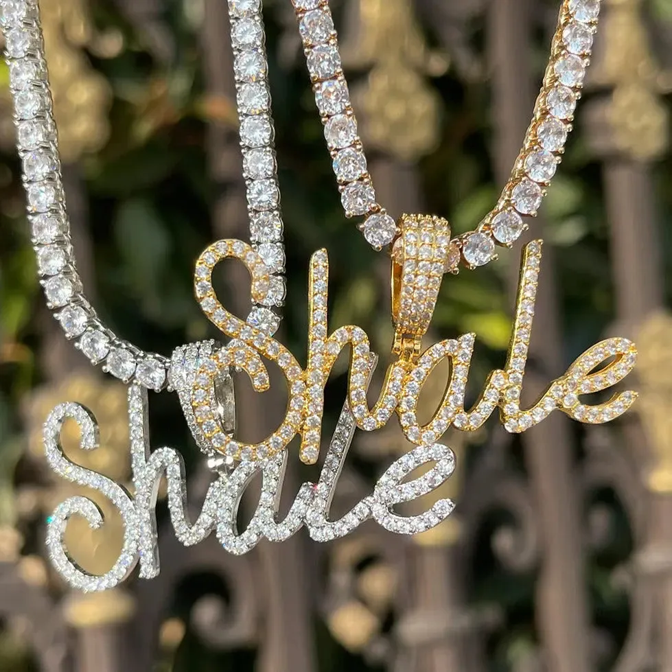 Custom Diamond Cursive Font Pendant