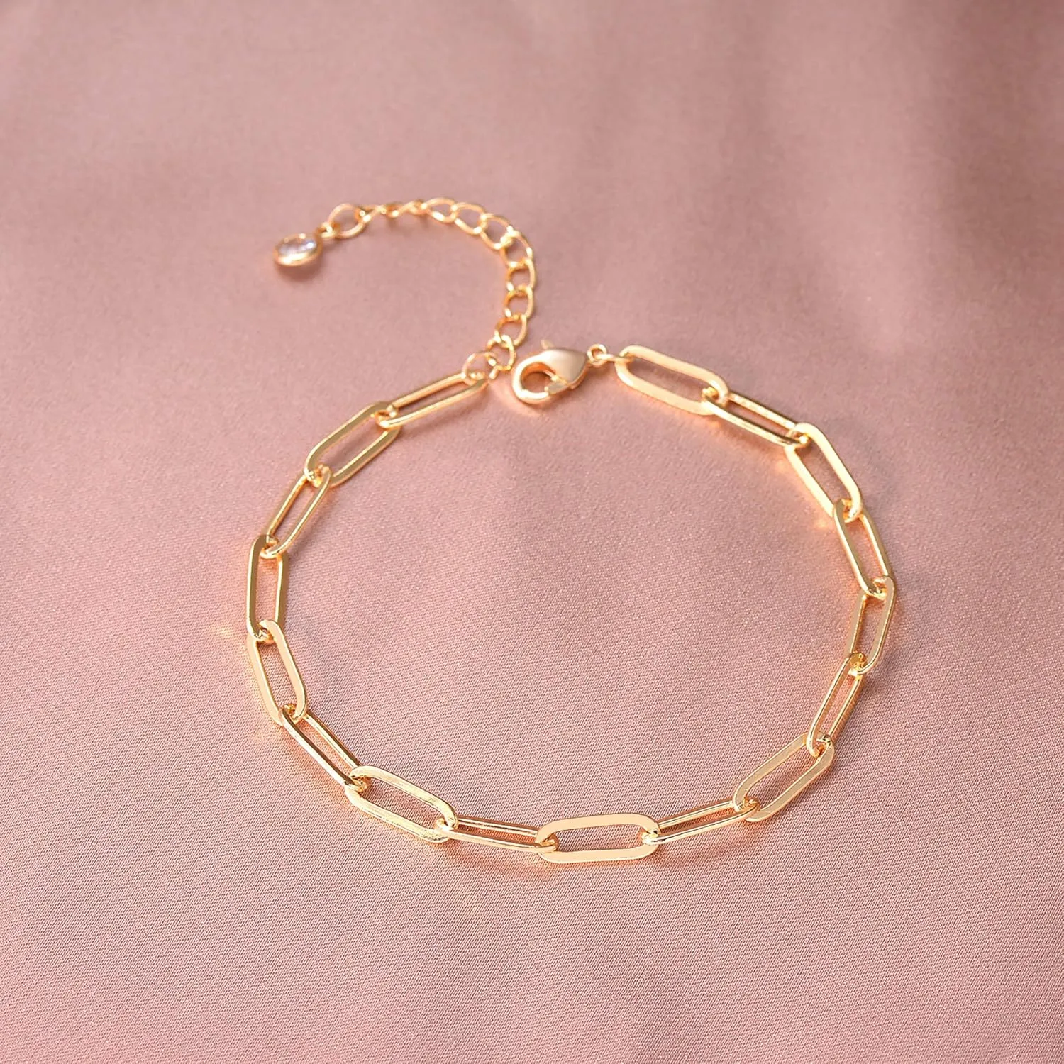 Dainty Layered Gold Chain Bracelet for Women 14K Gold Plated Handmade Adjustable Bracelet Satellite Beads Oval Mariner Figaro Link Chain Bracelets Minimalist Layering Stacking Jewelry Gift for Women