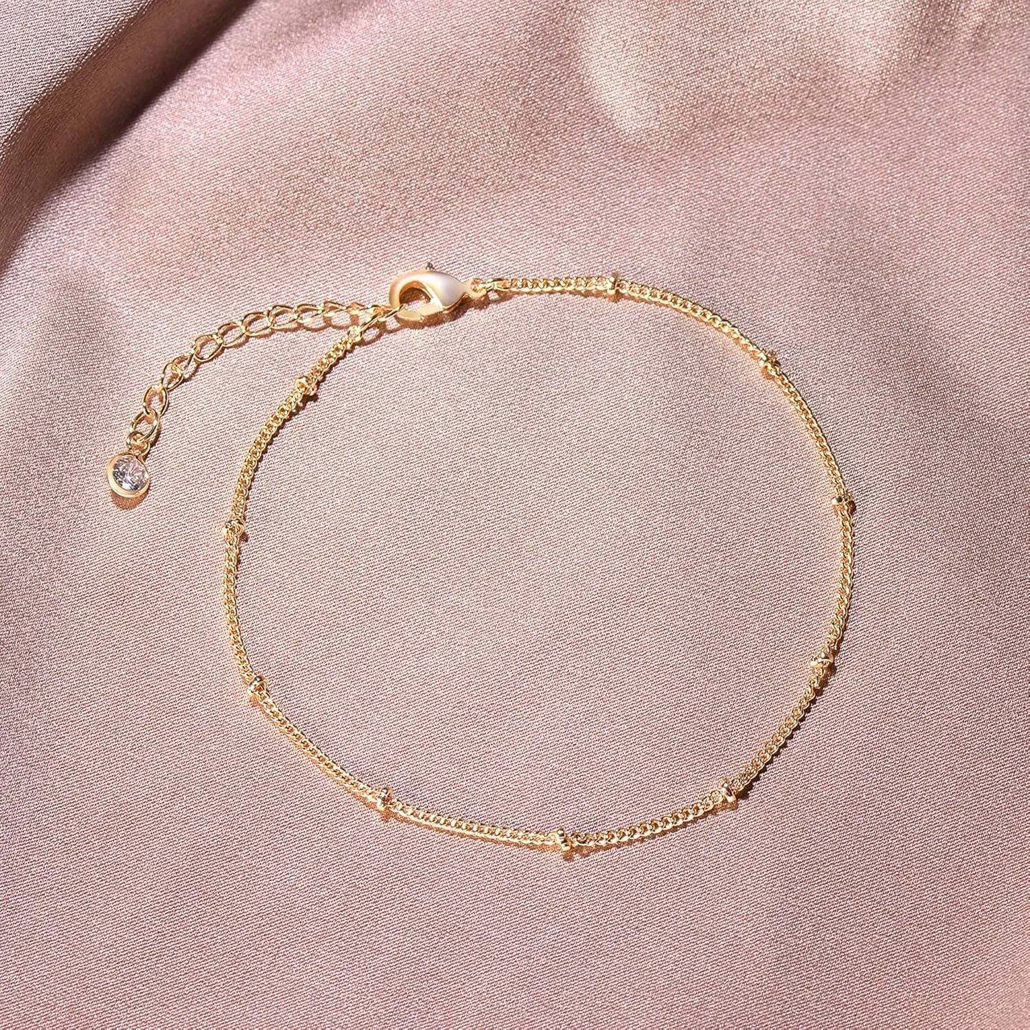 Dainty Layered Gold Chain Bracelet for Women 14K Gold Plated Handmade Adjustable Bracelet Satellite Beads Oval Mariner Figaro Link Chain Bracelets Minimalist Layering Stacking Jewelry Gift for Women