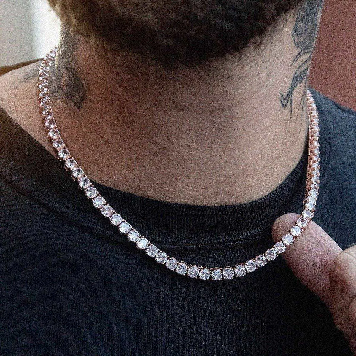 Diamond Tennis Necklace in Rose Gold- 5mm