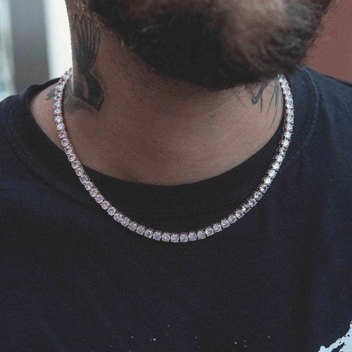 Diamond Tennis Necklace in Rose Gold- 5mm