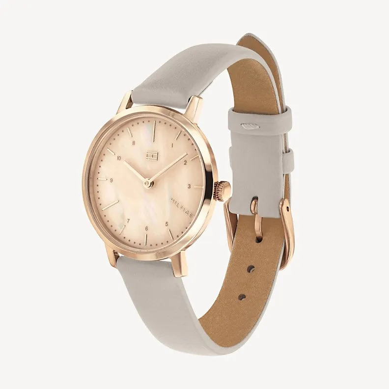 Dress Watch With Grey Leather Strap