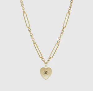 Etched Heart Link Necklace