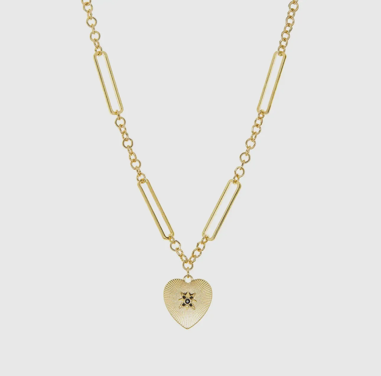 Etched Heart Link Necklace