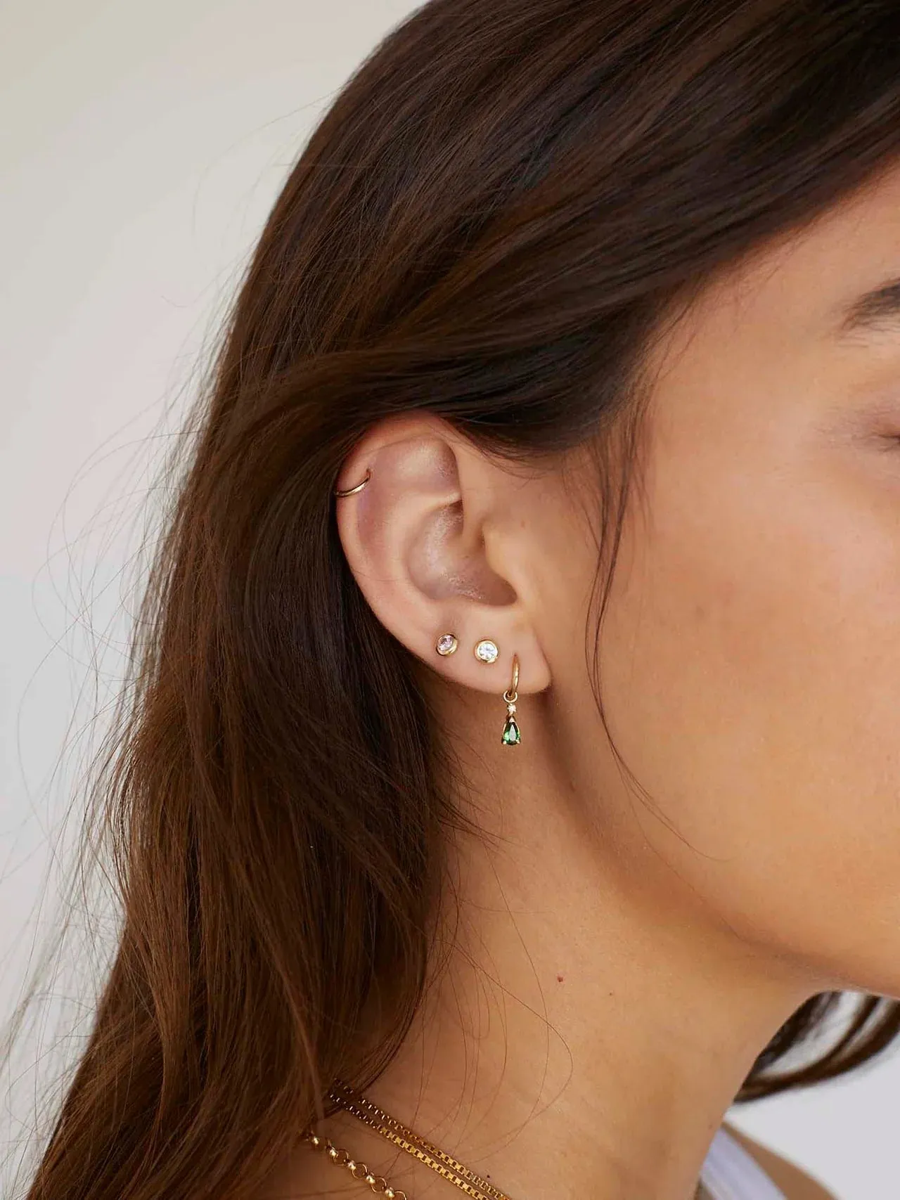 Gemstone Charm Hoop Earring