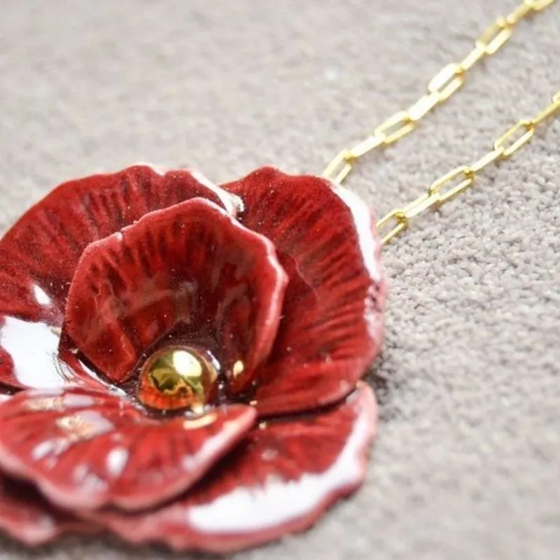 Handmade Ceramic Flower Pendant