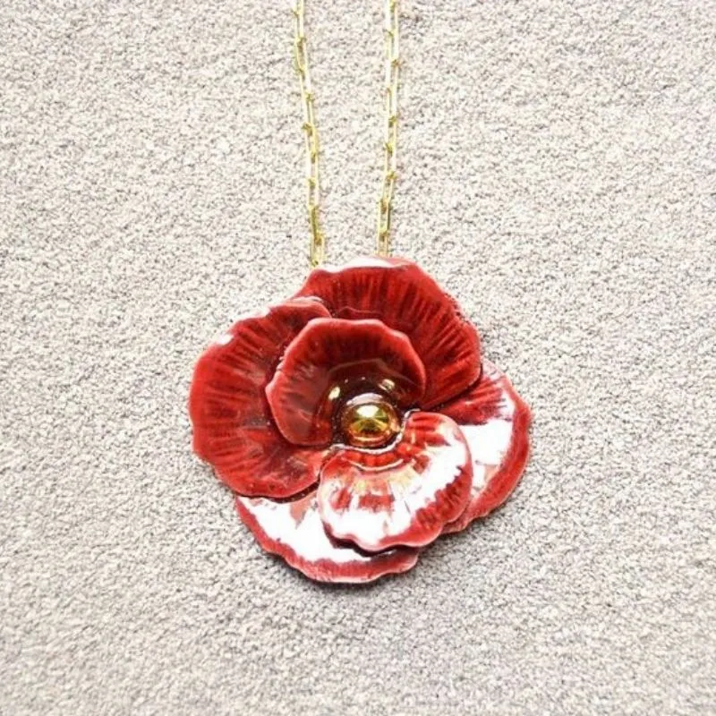 Handmade Ceramic Flower Pendant