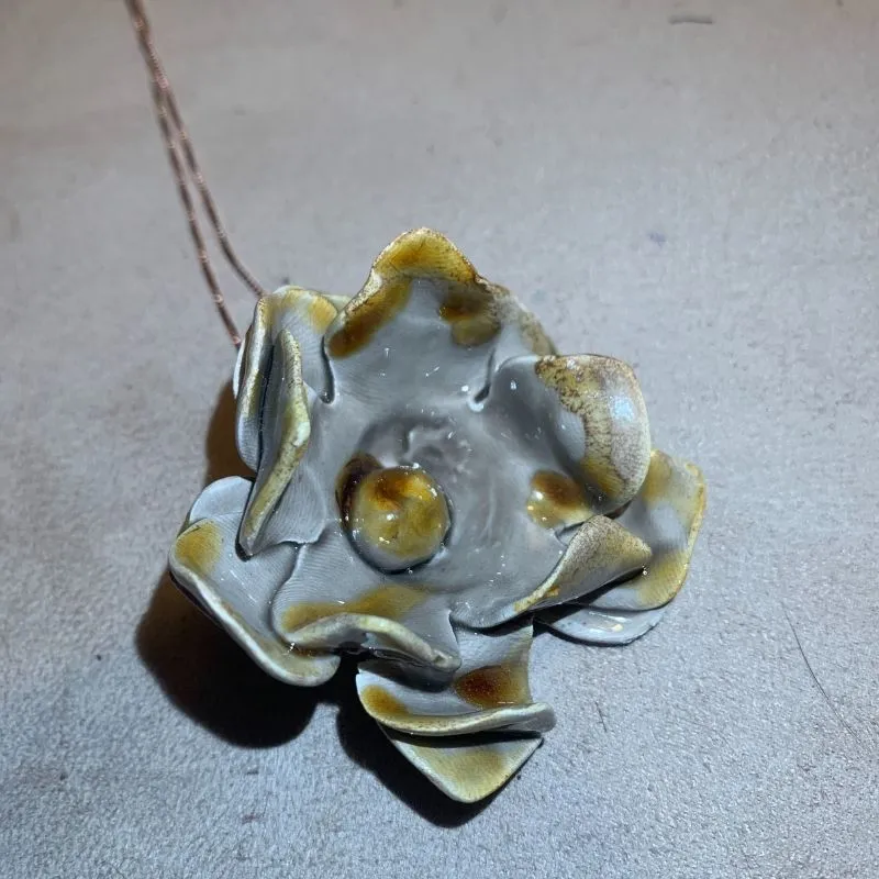 Handmade Ceramic Flower Pendant