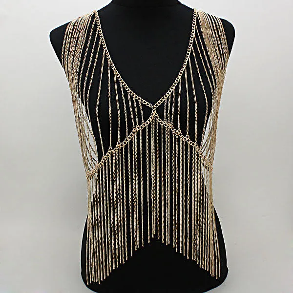 iLLASPARKZ Gold Top Fringe Body Chain