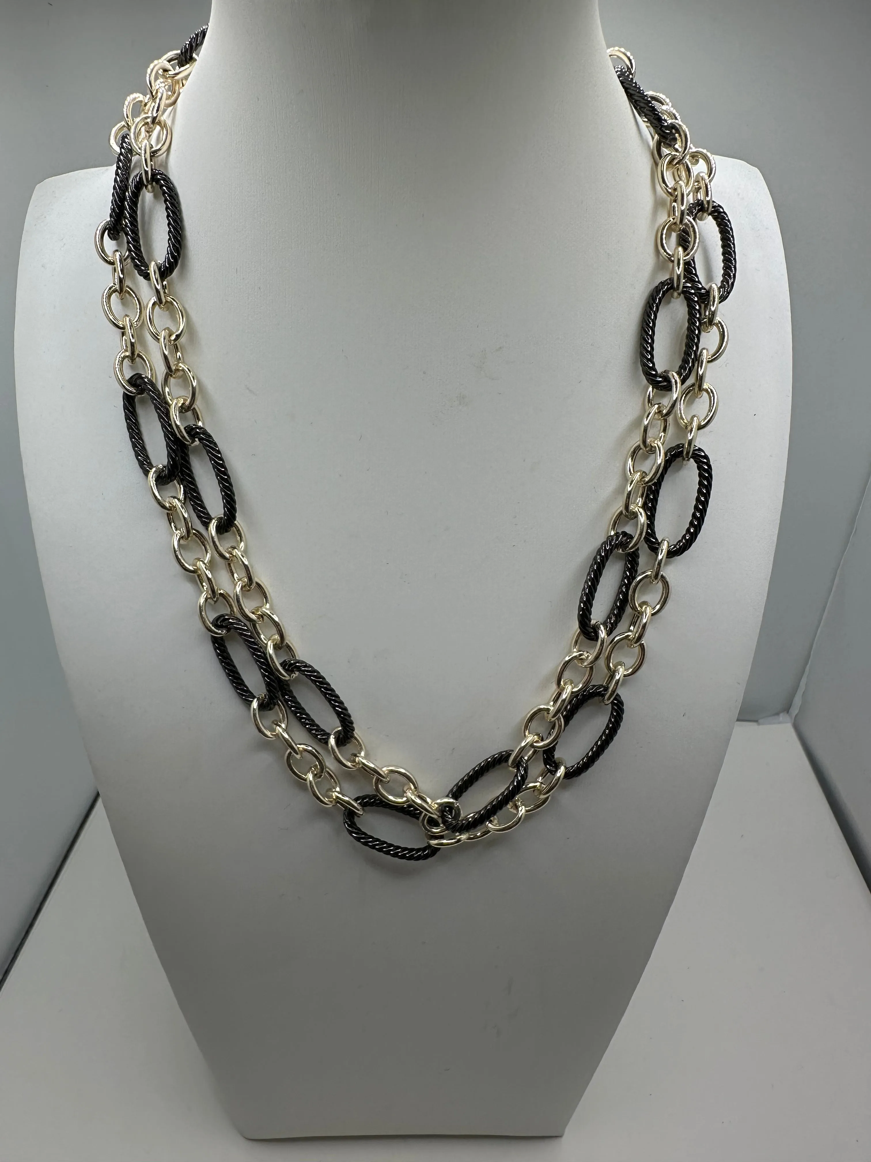 Linked Up Gunmetal Gold 36in Necklace