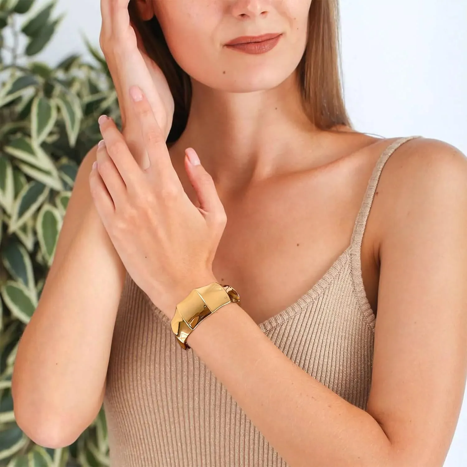 Long tiantian Gold Bangles for Women Bangle Bracelets Chunky Bangles Bracelets Non Tarnish Gold/Silver Bracelet for Women Trendy Jewelry Gifts