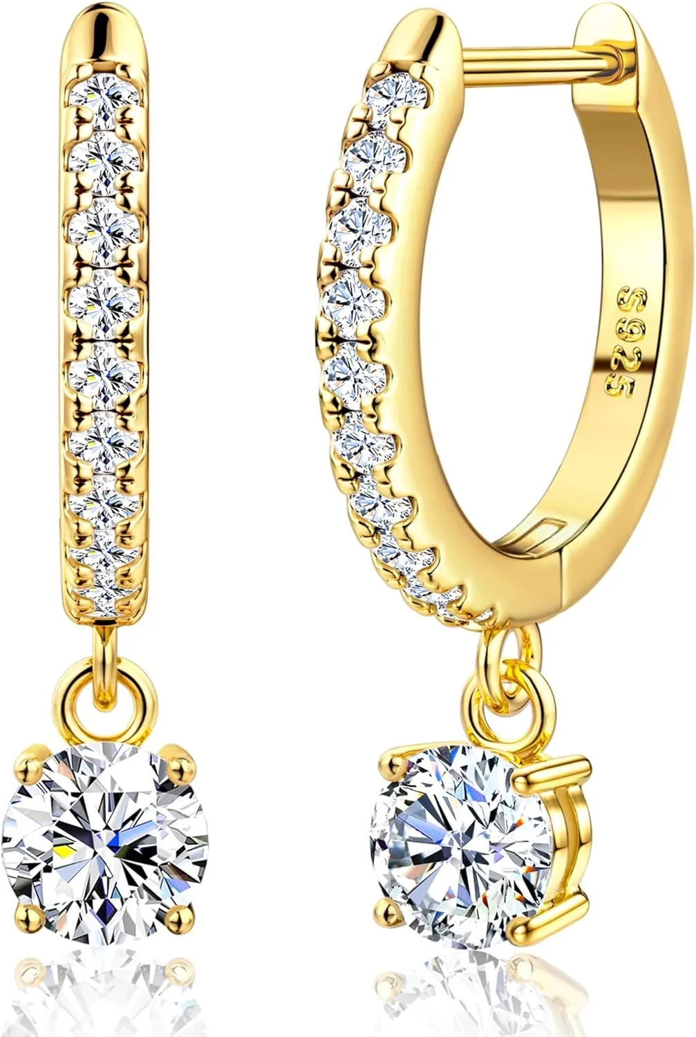 Moissanite Earrings, Sterling Silver Hoop Earring 1.0ct-2.0ct D Color Brilliant Hypoallergenic Earring for Women Men Drop Dangle Moissanite Leverback Mother's Day Gift