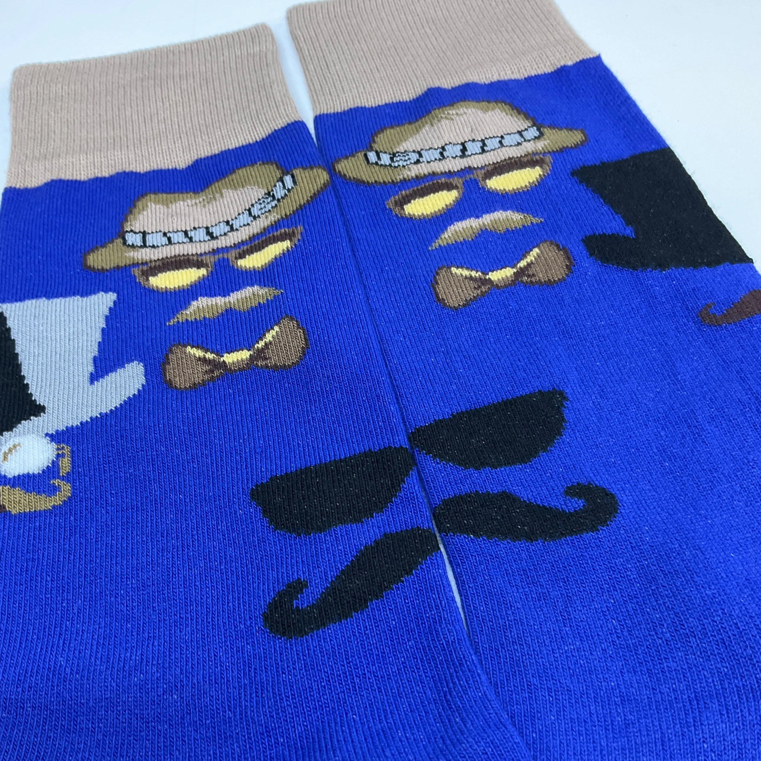 Mustache and Sunglasses Men Socks from the Sock Panda (Adult Large - Men's Shoe Sizes 8-12)