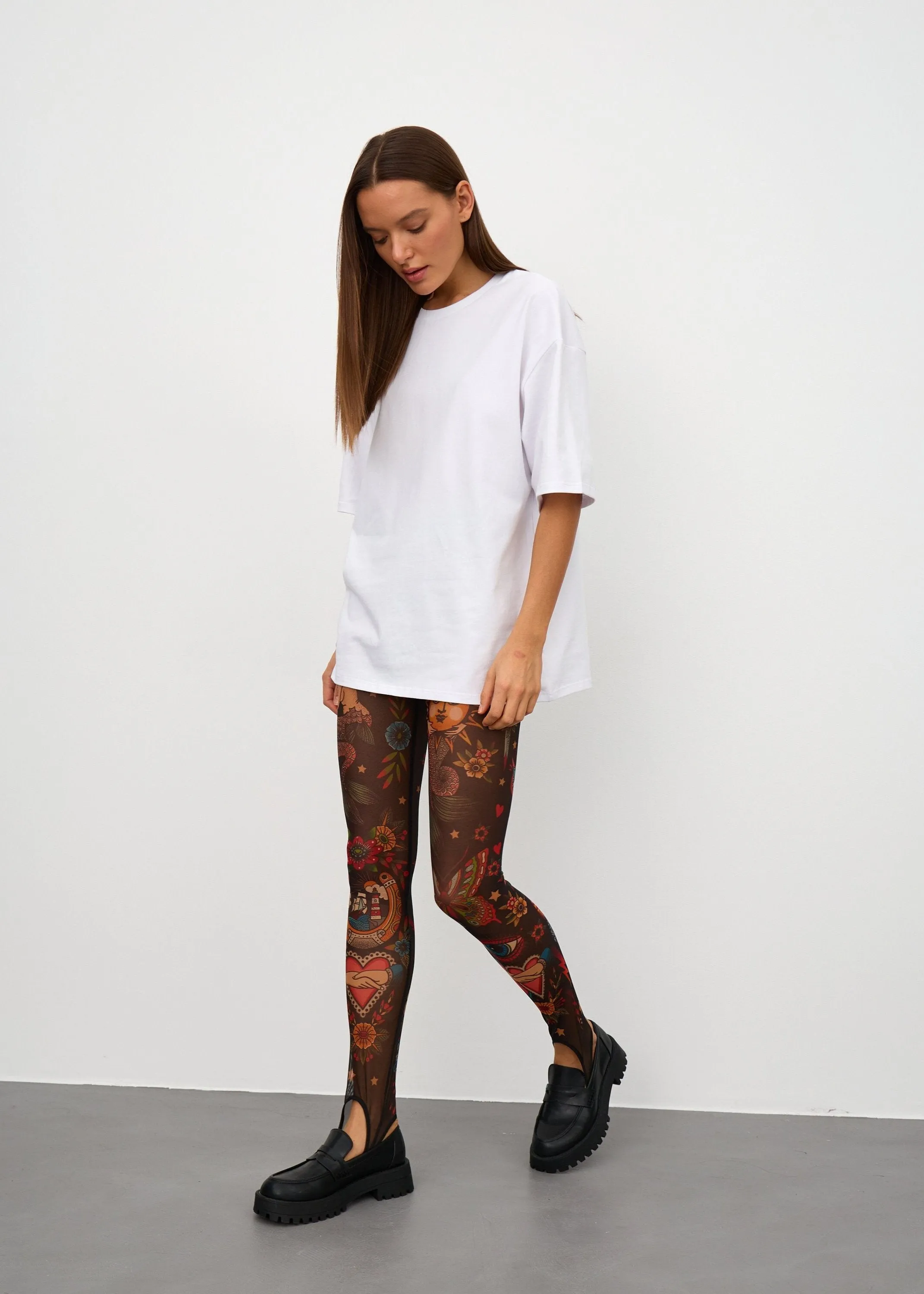 Oldschool Sheer Mesh Tattoo Effect Leggings for Women  Bold & Stylish