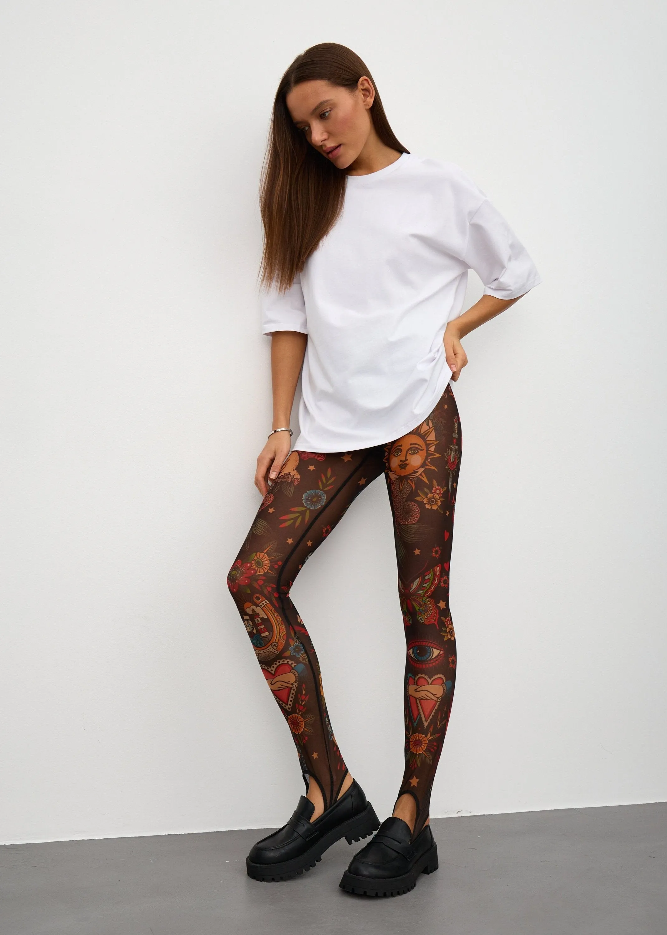 Oldschool Sheer Mesh Tattoo Effect Leggings for Women  Bold & Stylish