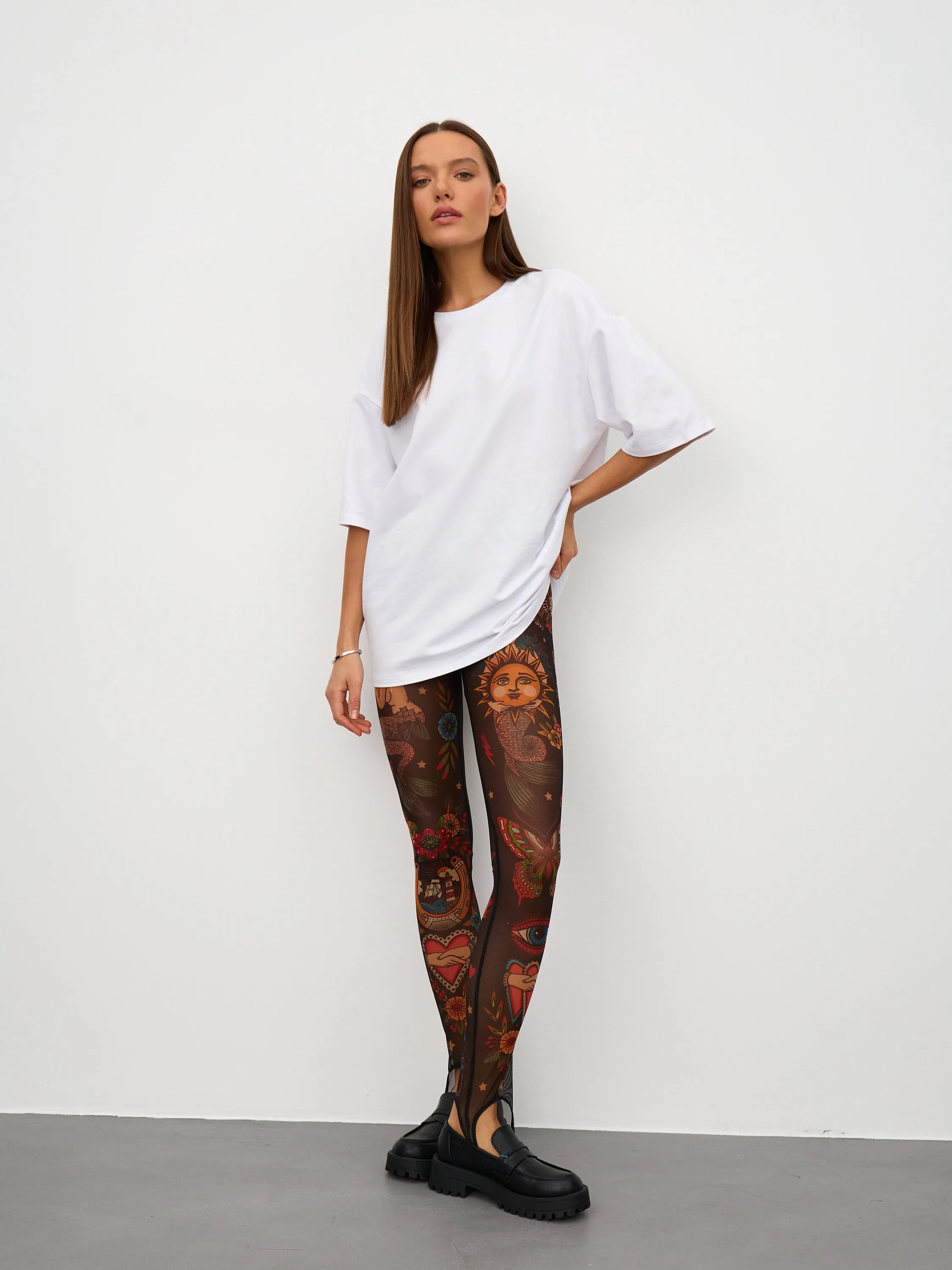 Oldschool Sheer Mesh Tattoo Effect Leggings for Women  Bold & Stylish