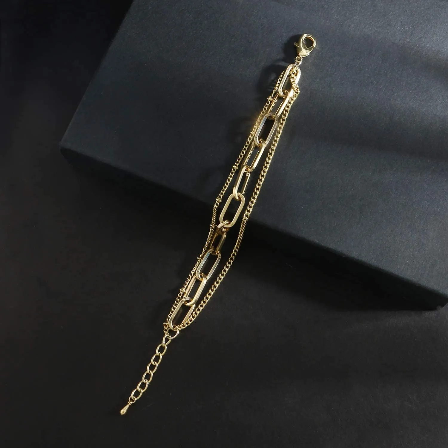 Waterproof Gold Chain Bracelet For Women Non Tarnish,14K Gold Plated Stainless Steel Link Dainty Bracelets Stake Layered Bracelet Set Hypoallergen Gold Jewelry