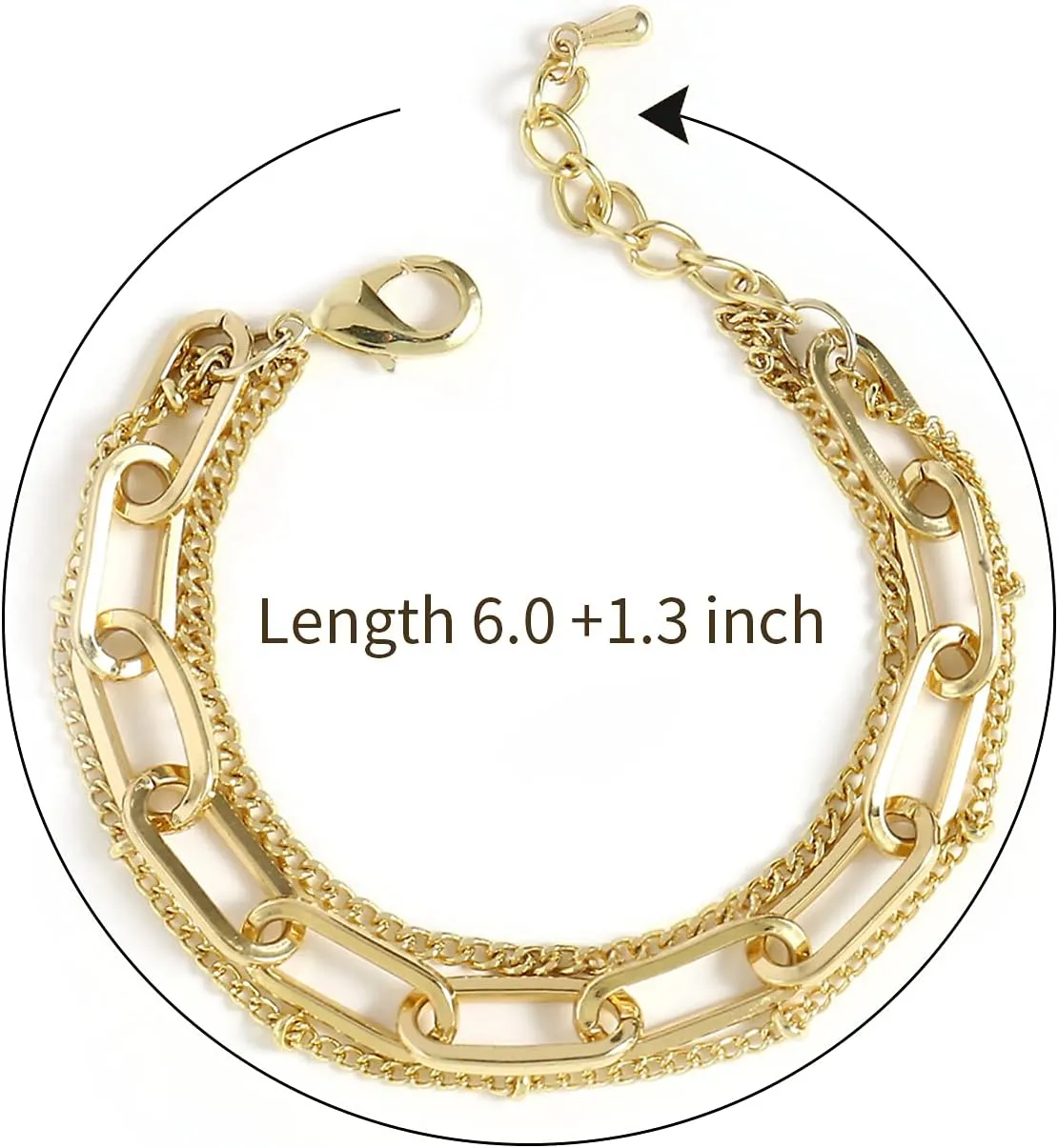 Waterproof Gold Chain Bracelet For Women Non Tarnish,14K Gold Plated Stainless Steel Link Dainty Bracelets Stake Layered Bracelet Set Hypoallergen Gold Jewelry